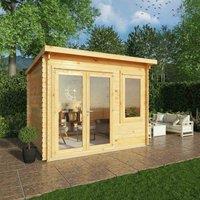 Mercia 3m x 3m Elite Pent Log Cabin (28mm), Brown