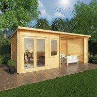 Mercia 6m x 3m Elite Pent Log Cabin With Patio Area (28mm), Brown
