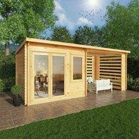 Mercia 6m x 3m Elite Pent Log Cabin With Slatted Area (28mm), Brown