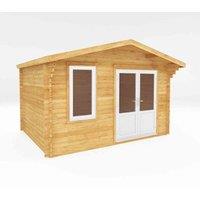 Mercia 4m x 3m Retreat Log Cabin (44mm) - White UPVC Windows & Doors, Brown