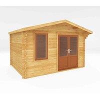 Mercia 4m x 3m Retreat Log Cabin (44mm) - Oak UPVC Windows & Doors, Brown