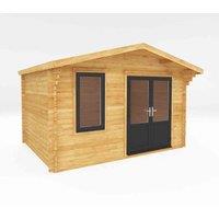 Mercia 4m x 3m Retreat Log Cabin (44mm) - Grey UPVC Windows & Doors, Brown