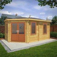 Mercia 5m x 3m Corner Lodge Log Cabin (44mm) - Oak UPVC Windows & Doors, Brown