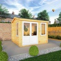 Mercia 3m x 3m Home Office Elite Log Cabin (44mm) - White UPVC Windows & Doors, Brown