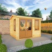 Mercia 3m x 3m Home Office Elite Log Cabin (44mm) - Oak UPVC Windows & Doors, Brown