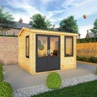 Mercia 3m x 3m Home Office Elite Log Cabin (44mm) - Grey UPVC Windows & Doors, Brown