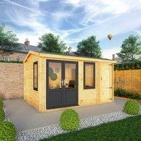 Mercia 4.1m x 3m Home Office Elite Log Cabin (44mm) - White UPVC Windows & Doors, Brown