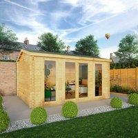 Mercia 4.5m x 3.5m Home Office Studio Log Cabin (28mm), Brown