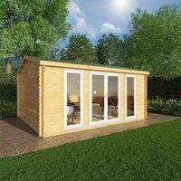 Mercia 5m x 4m Home Office Studio Log Cabin (44mm) - White UPVC Windows & Doors, Brown
