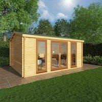 Mercia 5m x 4m Home Office Studio Log Cabin (44mm) - Oak UPVC Windows & Doors, Brown