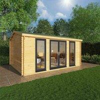 Mercia 5m x 4m Home Office Studio Log Cabin (44mm) - Grey UPVC Windows & Doors, Brown