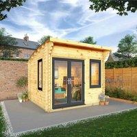 Mercia 3m x 3m Curved Roof Log Cabin (44mm) - UPVC Windows & Doors - Grey, Brown