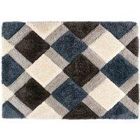 Origins 3D Geo Shaggy Petrol Blue 80X150, Blue