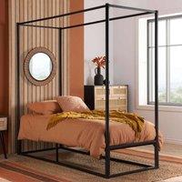 Birlea Farringdon Single Metal 4 Poster Bed - Black, Black