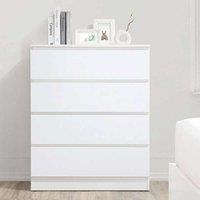 Birlea Oslo 4 Drawer Chest - White, White