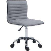 HOMCOM Adjustable Swivel Office Chair with Armless Mid-back In PU Leather and Chrome Base - Light Grey, Grey