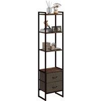 HOMCOM Industrial Storage Shelf With 2 Fabric Drawers - Rustic Brown, Brown