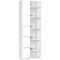 HOMCOM 6-Tier Modern Bookcase with 11 Open Shelves - White, White