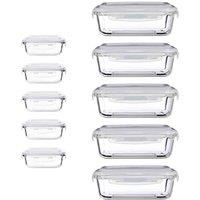 Interiors By Ph Set Of 10 Glass Meal Prep Containers, Clear