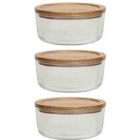 Interiors By Ph Set Of 3 Glass Food Containers With Bamboo Lids, Clear