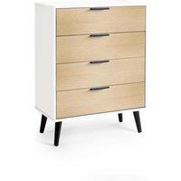 Julian Bowen Alba 4 Drawer Wide Chest - Soft Close - White Oak, Brown