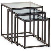 Julian Bowen Chicago Nest Of 3 Tables Smoked Glass, Clear