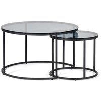 Julian Bowen Chicago Round Nesting Coffee Tables Smoked Glass, Clear