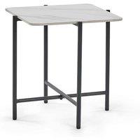 Julian Bowen Siena White Marbled Sintered Stone Square Lamp Table, White