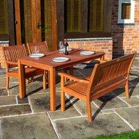 Rowlinson Willington Rectangular Table 4 Seat Set, Brown