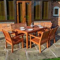 Rowlinson Willington Rectangular Table 6 Seat Set, Brown