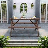 Livingandhome Solid Wood Rectangle Picnic Table Bench Set