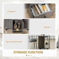 HOMCOM Folding Dining Table, Drop Leaf Table With Storage Drawers Grey Marble, Grey