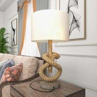 HOMCOM LED Nautical Table Lamp With Usb Charging Port For Bedroom Living Room, Brown
