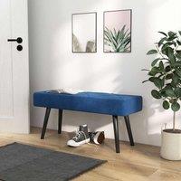 HOMCOM End Of Bed Bench, Upholstered Hallway Bedroom With Steel Legs, Blue, Blue