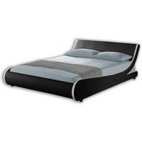 Home Detail Galactic Black With White Stripes Curve Double Bed, Multi