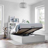 Bedmaster Arizona White Wooden Ottoman Storage Bed Kingsize, White