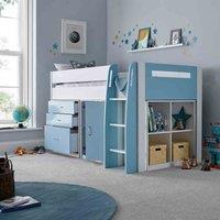 Bedmaster Lacy Blue Storage Mid Sleeper And Spring Mattress, Blue