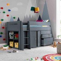 Bedmaster Lacy Grey Storage Mid Sleeper And Orthopaedic Mattress, Grey