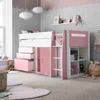 Bedmaster Lacy Pink Storage Mid Sleeper And Orthopaedic Mattress, Pink