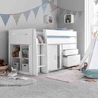 Bedmaster Lacy White Storage Mid Sleeper And Orthopaedic Mattress, White