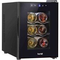 Baridi 6 Bottle Wine Cooler Thermoelectric 5-18 c Touch Control - DH217, Black