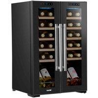 Baridi 24 Bottle Dual Zone Wine Cooler Touch Screen Led Light Black Glass Door