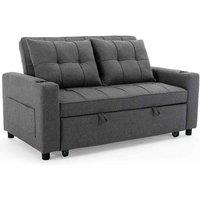 More4Homes Hudson 2-seater Sofa Bed Linen Fabric With Cup Holders Grey