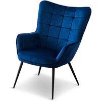 More4Homes Vera Velvet Occasional Living Room Bedroom Modern Metal Legs Accent Chair Armchair blue