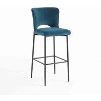 More4Homes Lily Velvet Bar Stool Padded Seat Metal Legs blue , Blue