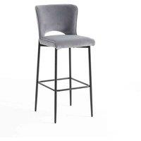 More4Homes Lily Velvet Bar Stool Padded Seat Metal Legs grey , Grey
