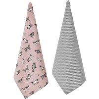 Penguin Home Set Of 2 Tea Towels Recycled Cotton Plain Weave Stripe 50X70 Cm