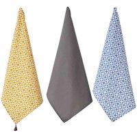Penguin Home Set Of 3 Tea Towels Recycled Cotton With Tassels 50X70 Cm