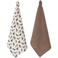 Penguin Home Set Of 2 Tea Towels recycled Cotton Mustard Yd 50X70 Cm