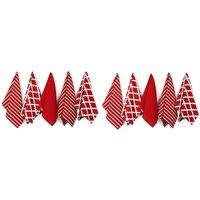 Penguin Home Premium 100 Pure Cotton Red Tea Towel For Kitchen Set Of 10 - 65 X 45Cm, Red